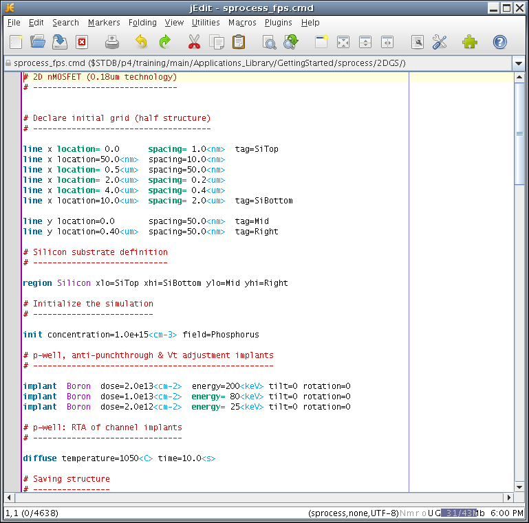 Syntax highlighting in Sentaurus Process