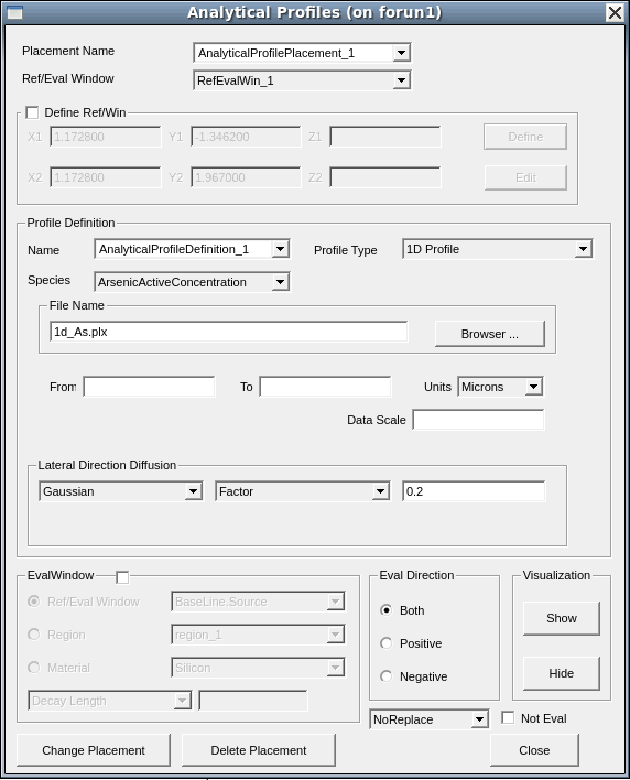 Analytical Profiles dialog box