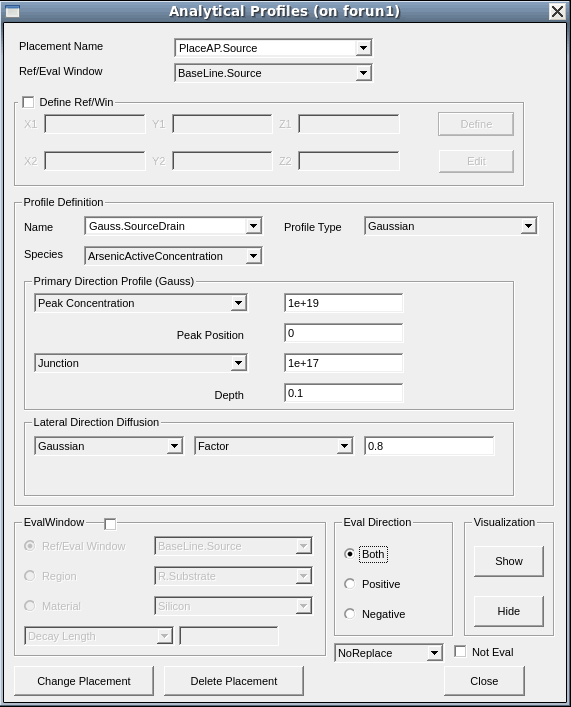 Analytical Profiles dialog box