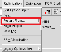 Menu command for restarting scenario